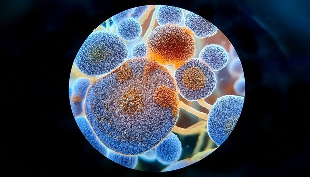 candida albicans fungus microscopic view in medical research