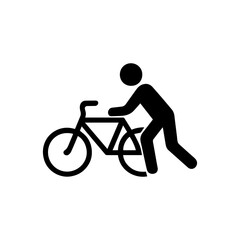 Obraz premium Cyclists Dismount Bicycle icon with transparent background — representing safety instruction, dismount zone, or pedestrian crossing area.