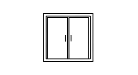 A simple black and white line art illustration of a double window with a frame.