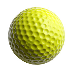 A vibrant dimpled yellow golf ball showcased in isolation against a pure white studio background highlighting its texture and color
