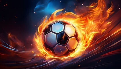 Fototapeta premium fiery football a blaze of glory on the pitch