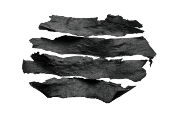 Abstract layered grayscale image featuring torn-like rock fragments against a black background