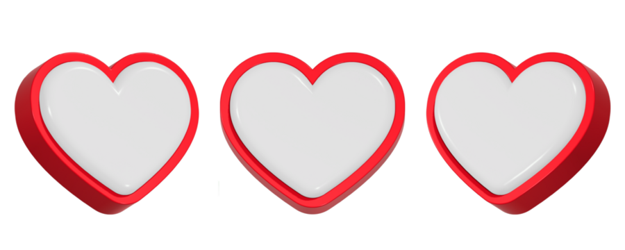 3d rendering design of white heart with red outline icon symbol - Powered by Adobe