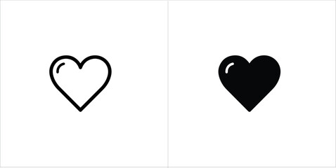Two hearts, one outlined and one solid black, displayed side by side on a white background, representing love and affection