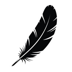 Elegant black feather silhouette isolated on symbolizing freedom and lightness silhouette