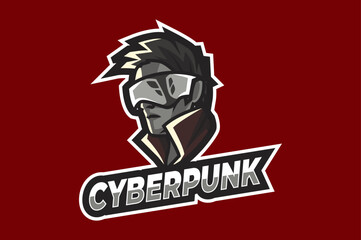 Cyberpunk Esports Logo — Futuristic Gamer Mascot with Neon Style