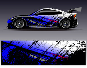 Car wrap design vector. Graphic abstract stripe racing background designs for vehicle, rally, race, adventure and car racing livery