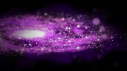 An expansive view of a purple nebula cloud scattered with bright stars, set against a deep black space background creating a vibrant galactic field of glowing points - Powered by Adobe