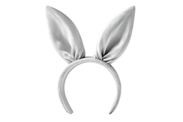 A white bunny ear headband isolated on a black background, perfect for festive occasions