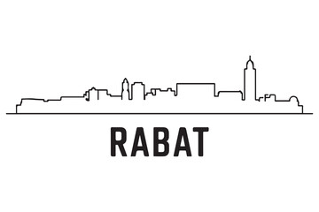 Obraz premium Rabat Line Art skyline silhouette. Black Rabat city design. with white background