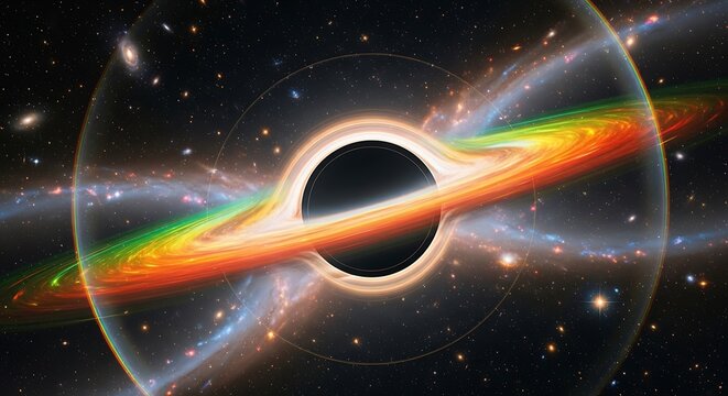 Black Holes Event Horizon - A Cosmic Dance of Light and Gravity.