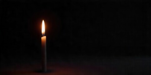 Single flickering flame, sharp detail against dark backdrop, red, design