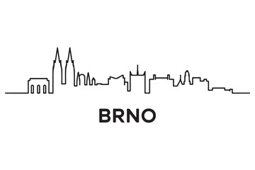 Fototapeta premium Brno Line Art skyline silhouette. Black Brno city design. with white background
