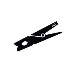 Simple black silhouette of a wooden clothes peg for hanging laundry silhouette
