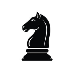 Black chess knight piece silhouette symbol of strategy and intelligence game icon silhouette