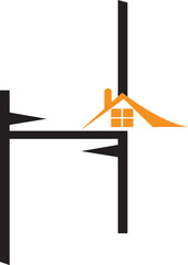 Obraz premium Abstract H Letter with House Roof Logo for Real Estate and Property