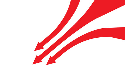 Fototapeta premium Red arrow curved down Perspective with transparent background