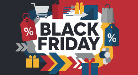 Retail sale event banner for Black Friday shopping and big discounts