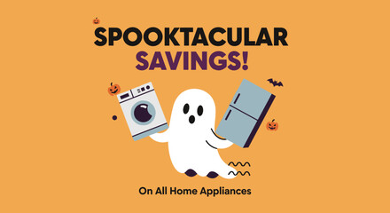Spooktacular Halloween savings on home appliances Friendly ghost promotes seasonal deals on washing machines and refrigerators