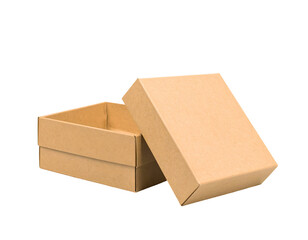 Open cardboard box. Isolated on transparent background