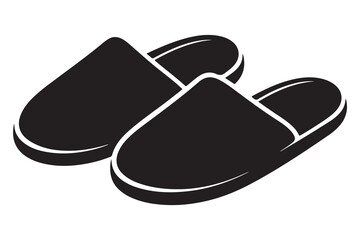 Silhouette of casual home slippers icon, simple footwear design isolated on white background illustration
