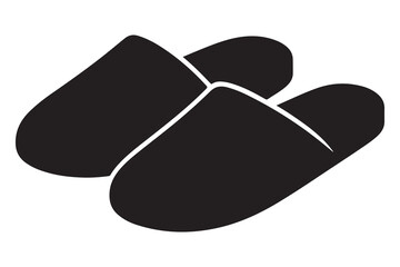 Silhouette of casual home slippers icon, simple footwear design isolated on white background illustration
