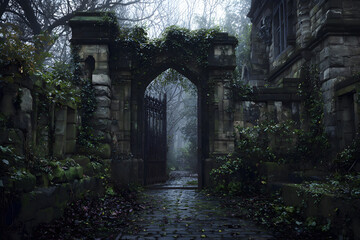 Exploring Dark Romanticismand Haunting Imagery in Gohic Literature Artworks