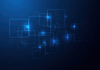 Fototapeta premium Abstract blue geometric lights displaying modern technology and digital future concepts