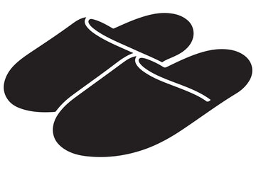 Silhouette of casual home slippers icon, simple footwear design isolated on white background illustration
