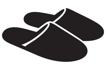 Silhouette of casual home slippers icon, simple footwear design isolated on white background illustration
