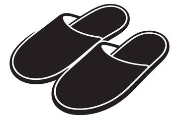 Silhouette of casual home slippers icon, simple footwear design isolated on white background illustration
