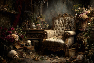 Exploring Dark Romanticismand Haunting Imagery in Gohic Literature Artworks