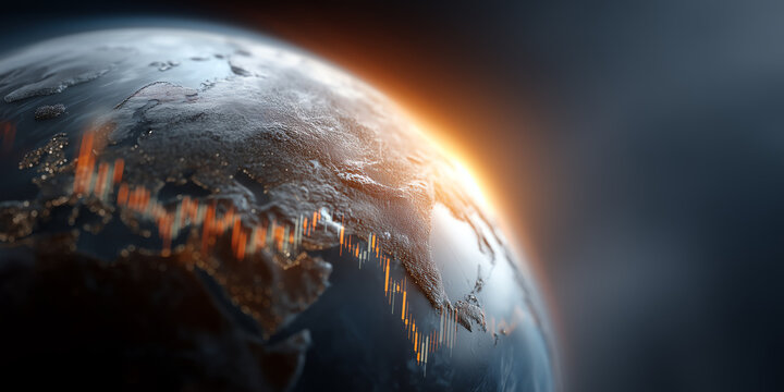 3D futuristic visualization of global investment growth reaching $132 trillion driven by market returns and retail investor participation worldwide