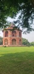 Naklejka premium The Historic Sher Mandal, a Two-Story Octagonal Library and Observatory inside Purana Qila, Delhi, India