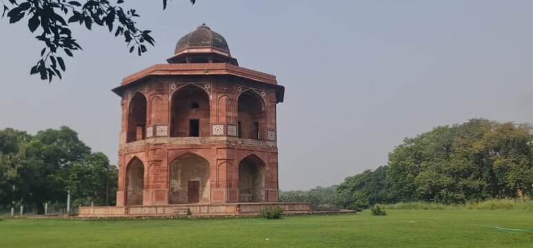 The Historic Sher Mandal, a Two-Story Octagonal Library and Observatory inside Purana Qila, Delhi, India