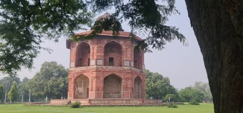 The Historic Sher Mandal, a Two-Story Octagonal Library and Observatory inside Purana Qila, Delhi, India