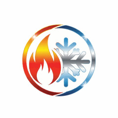 Fire and Ice HVAC Logo Representing Heating and Cooling Services.