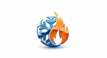 Creative logo design representing heating and cooling systems for homes.
