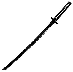 katana on a transparent background, black, blade, drawing, long, sword 