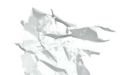 Close-up of heavily crumpled white paper against a stark black background
