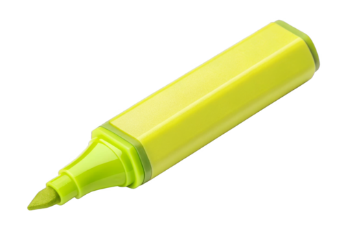 Yellow Highlighter isolated on a transparent background.
