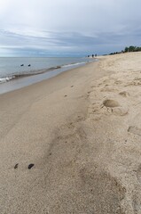 spacious sandy beach of Yantarny village