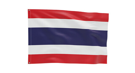 Naklejka premium A thailand flag waving with red white and blue stripes on a white background in a studio shot