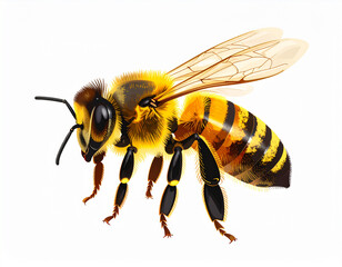 Highly detailed vector illustration of a realistic honey bee, perfect for scientific graphics, nature illustrations, educational projects, or branding related to honey and pollination.