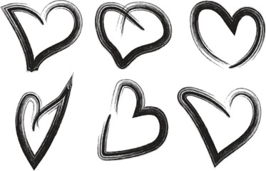 Hand Drawn Heart Sketches  Black Ink Doodle Love Icons Set