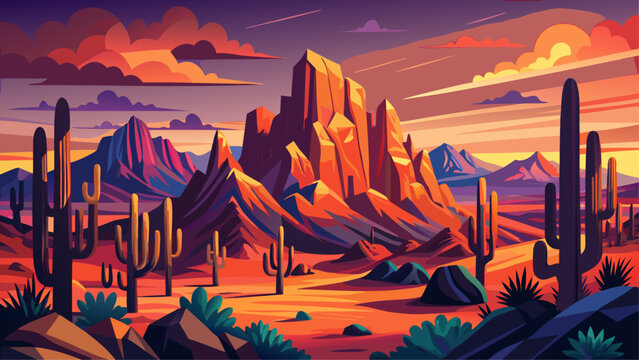 Very beautiful Camelback Mountain in Phoenix&ndash;Scottsdale, Arizona, USA, glowing under the late evening sun that casts warm red light across the desert landscape, a stunning Southwest hiking destination