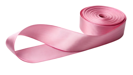 Pink christmas silk satin ribbon band folded isolated on white or transparent backgro