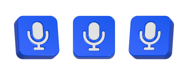 3d rendering design of icon symbol voice recording in blue frame