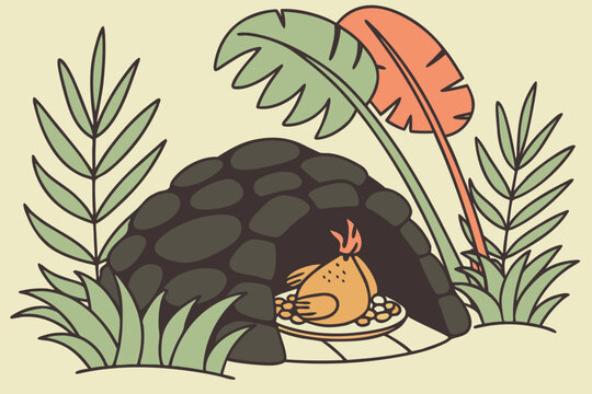 Thanksgiving turkey cooked in an underground Hawaiian imu oven.