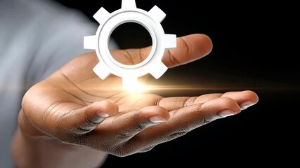 Exploring technology with innovative gear floating in a hand during a creative concept demonstration